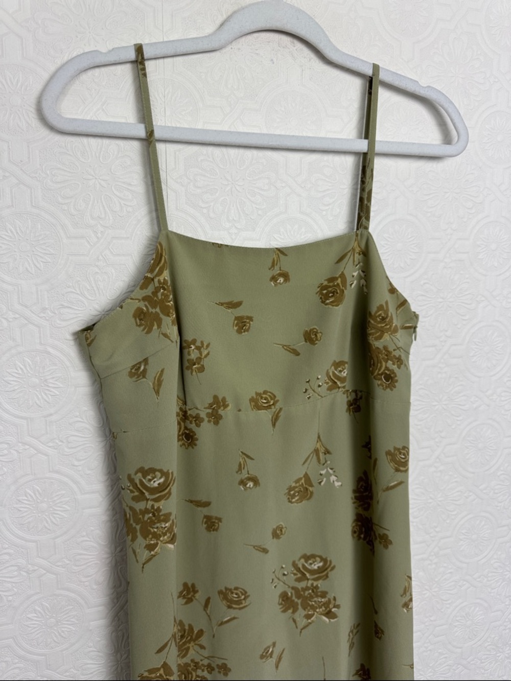 Vintage 90s Y2K‎ Old Navy Floral Midi Dress Sage Green Slip Dress 10 Cottagecore - Picture 2 of 6